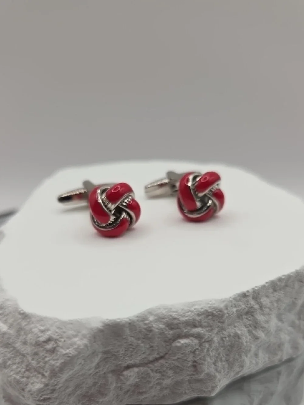 Red Knot Cufflinks for Men - Classic Knot Design